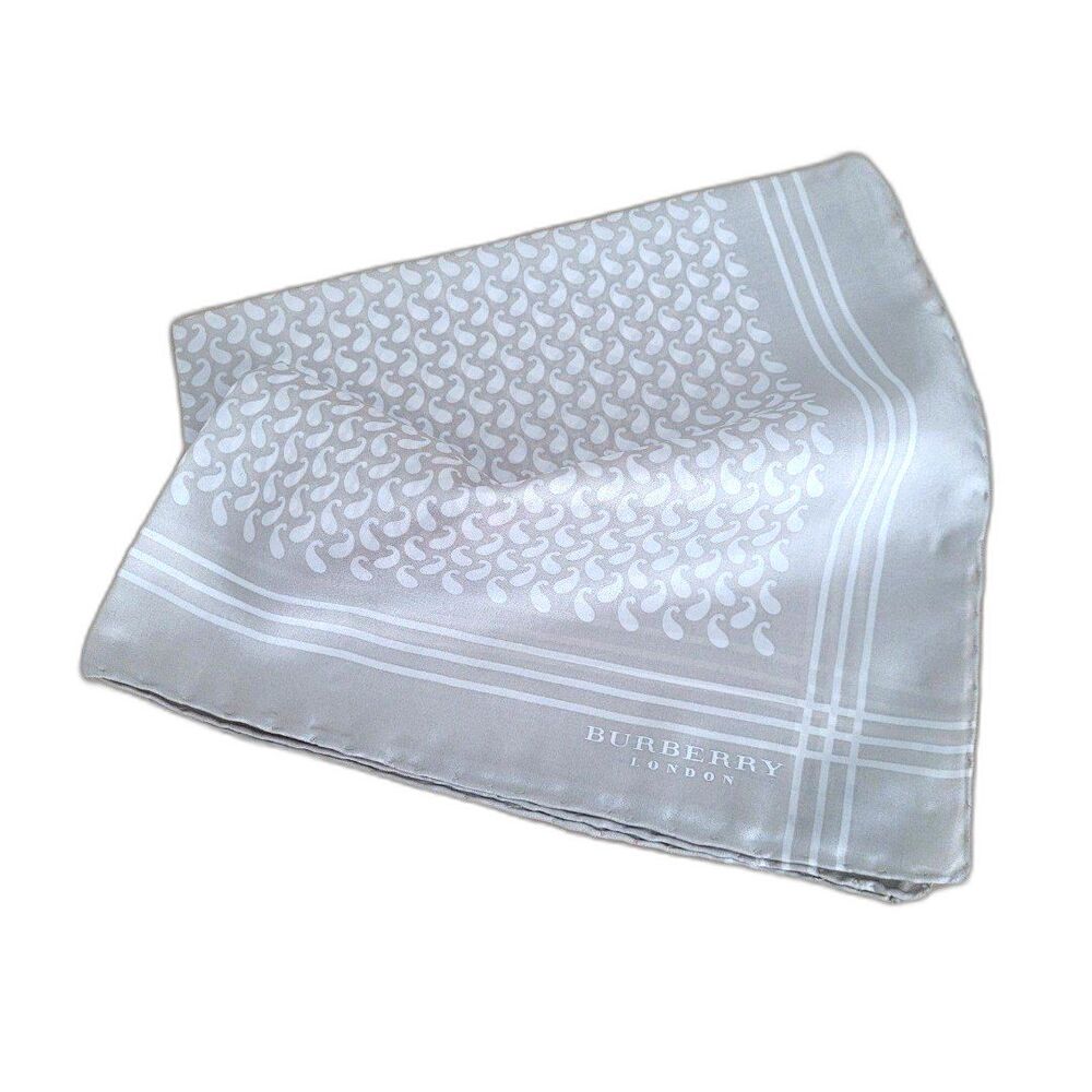 Burberry Mini Paisley Gray Silk Pocket Square - Picture 2 of 4
